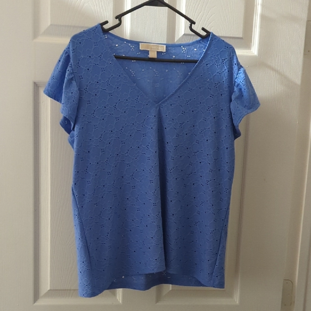 Michael Kors Blue Short Sleeve Blouse